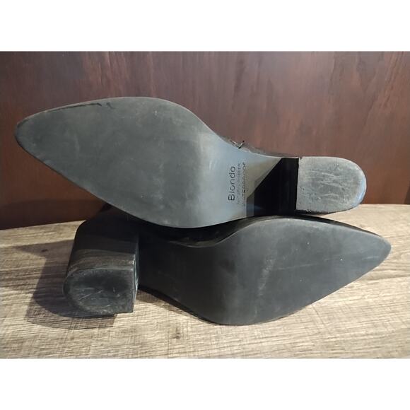 Blondo Womens 7 Ankle Bootie Black Leather Waterproof Pointed Reptile Toe Boots - Picture 5 of 10